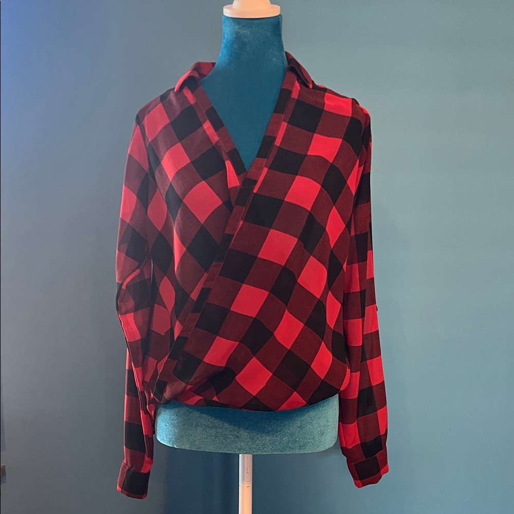 Passport Red and Black Checkered Blouse